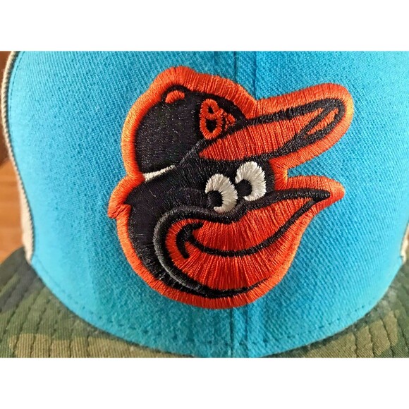Baltimore Orioles Hat New Era Fitted Blue Gray Camo Cap MLB By You Unique 7 1/4 - Picture 2 of 9